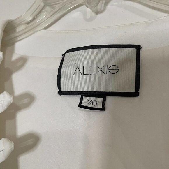 ALEXIS White asymmetrical button down bell sleeve blouse top size XS - Picture 8 of 10